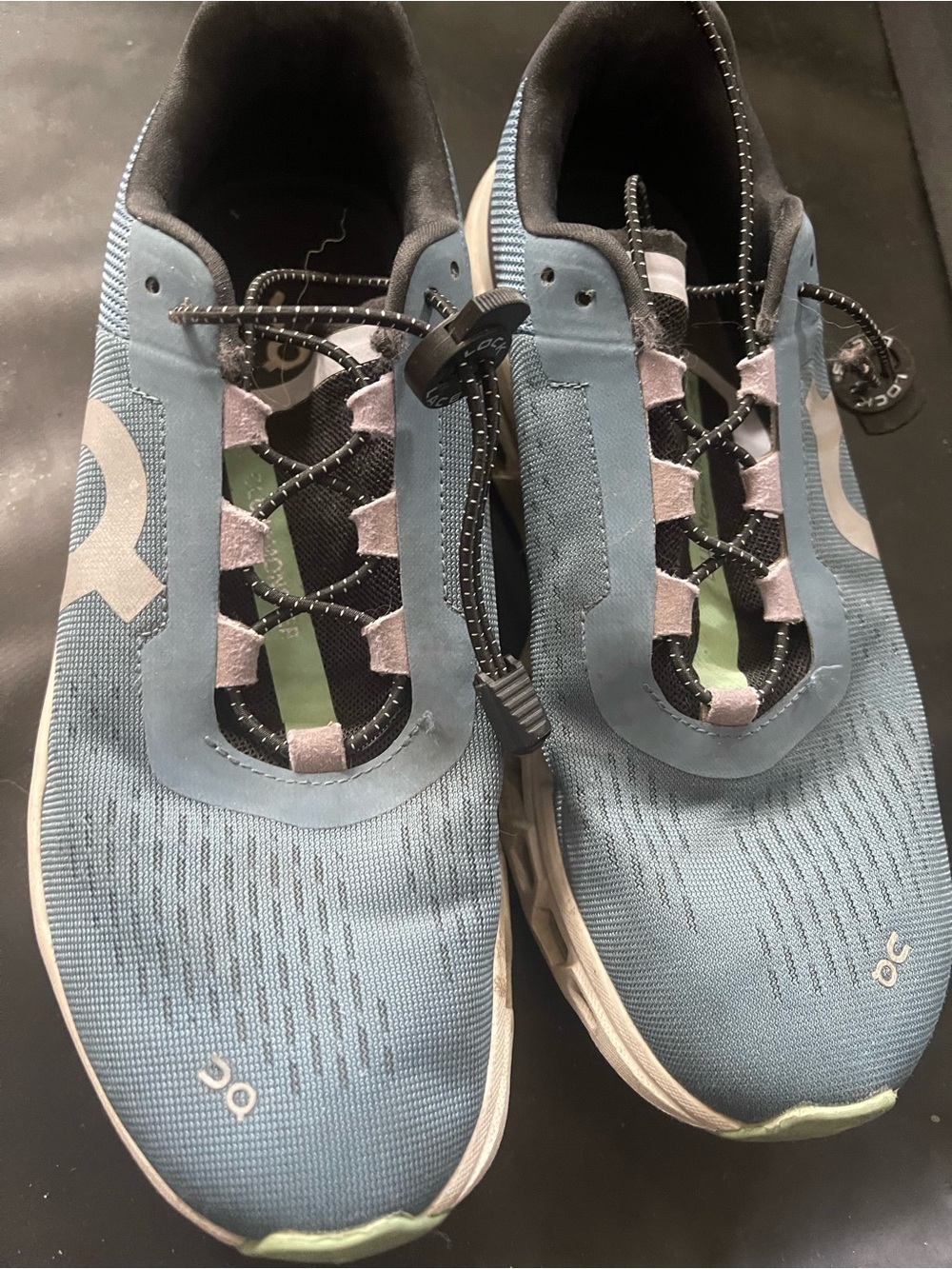 On Running Kids Blue Slip-On Sneakers with Green Accents